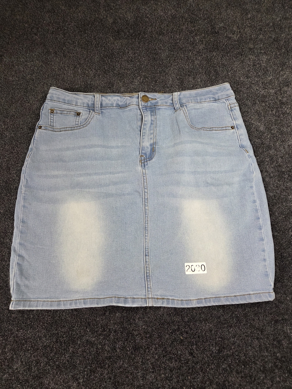 Chigant Denim Mini Skirt Women's XL Light Wash Blue 5 Pocket Jean